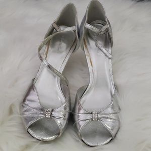 Silver heels size 8